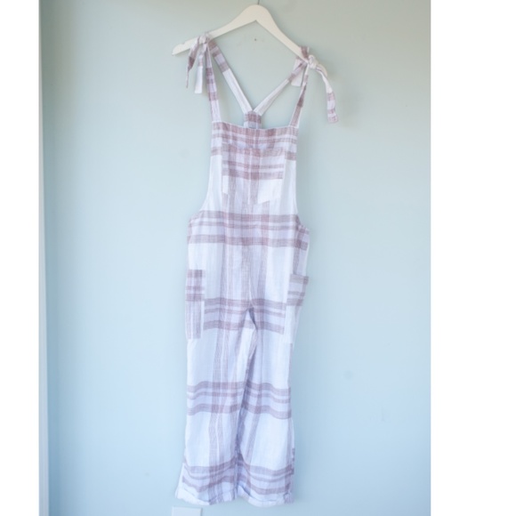 Aerie M Plaid Tie Shoulder Overall Jumpsuit - Picture 6 of 12